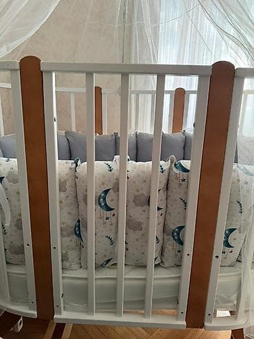 lalafo uşaq çarpayıları: Oğlan və qız üçün, Yeni, Yumru, Beşik, Dəst ilə, Matras ilə, Yellənmə mexanizmsiz — 5