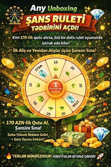 cat ruletka: Any Unboxing – Şans Ruleti tədbiri - 170 AZN-lik qutu alan hər kəs — 1