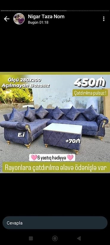 islenmis dolab satilir: Künc divan, Yeni, Açılmayan, Bazasız — 1