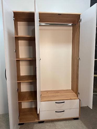 Yeni, 3 qapılı, Siyirməli, Ağ, Açılan, Düz dolab