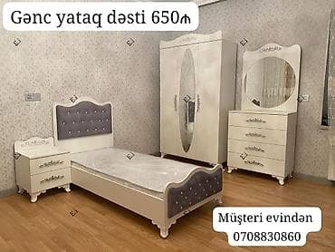 Gənc yataq dəsti – 650₼ - Zərif klassik üslubda ağ rəngli dəst -