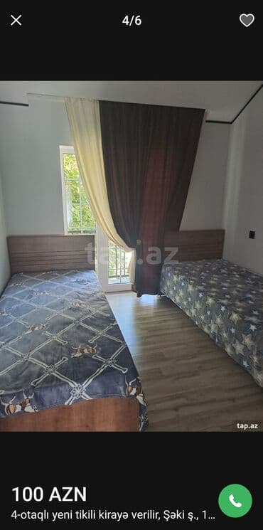 genclikde ayliq kiraye evler: Kirayə: 4 otaqlı mənzil, Şəki şəhəri Planlaşdırma və sahələr: - Açıq — 6