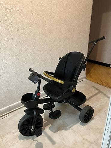 Şəhər velosipedləri: Uşaq üçtəkərli velosipedi – valideyn idarəetməli model - Rəng: qara - — 3