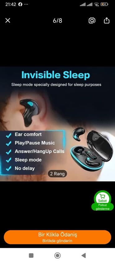 musiqi player: ✅Görünməz dizaynlı TWS qulaqcıq – yuxu və gündəlik istifadə üçün — 3