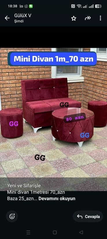 puls oksimetre qiyməti: Yeni ve Sifarişle Mini divan 1metresi 70_azn Baza 25_azn Hundur — 1