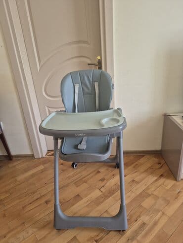 детский стол для кормления: Uşaq yemək stulu – Kidilo (boz rəng) - Rahat və geniş oturacaq — 3