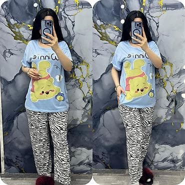 Gecəliklər: Qadınlar üçün iki hissəli ev geyimi dəstləri - Model: qısaqol, rahat — 9