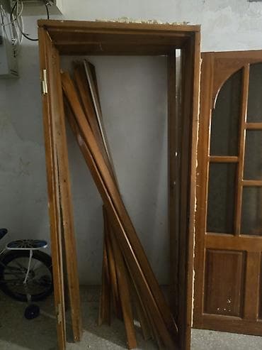 polluq taxta: Ağac qapı dəsti – şüşəli klassik dizayn 3 eded - Material: təbii ağac — 2