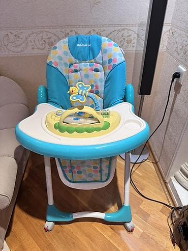 Mamalie uşaq yemək stulu - Rəng: mavi-ağ, rəngli nöqtəli oturacaq - — 4