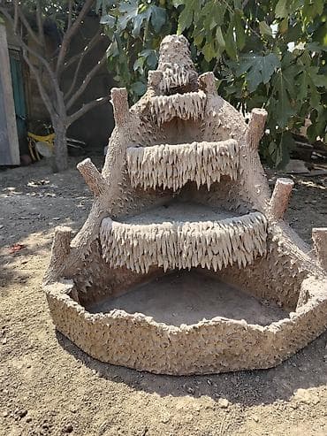 Bağ üçün dekorativ şəlalə-bulaq konstruksiyası - Material: beton/daş — 1