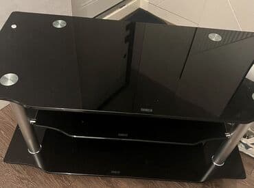 Ev üçün mebel: Düz TV altlığı, Polkalı, Şüşəli — 5