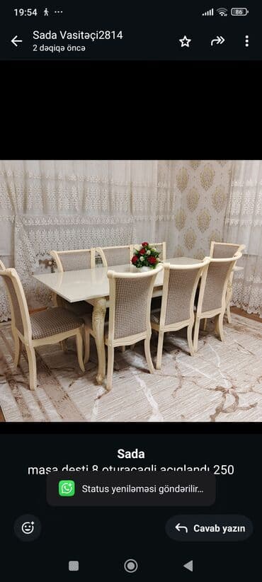 Masalar: *Sada* masa desti 8 oturacaqli açıqlandı 250 AZN səliqəli vəziyyətde — 1