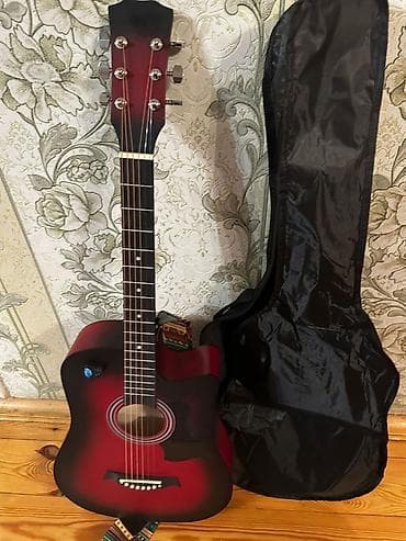 gitara akustik: Qırmızı-siyah sunburst dizaynlı akustik gitara - Korpus: dreadnought — 3