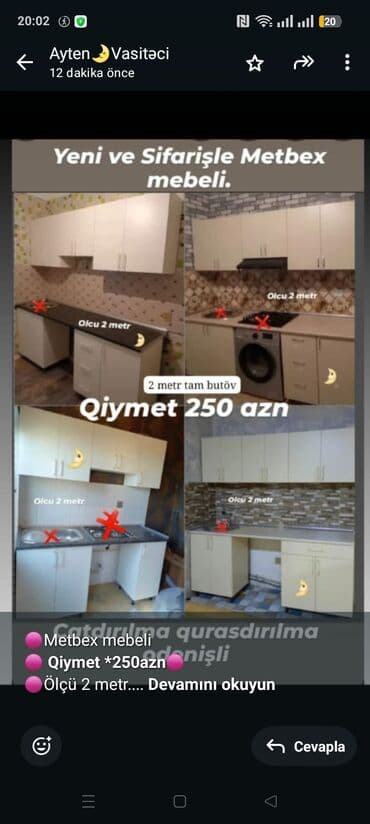 🟣Metbex mebeli 🟣 *Qiymet *250azn🟣* 🟣Ölçü 2 metr. 🟣 *Ust hisse hun 70 lalafo.az -da 🟣Metbex mebeli 🟣 *Qiymet *250azn🟣* 🟣Ölçü 2 metr. 🟣 *Ust hisse hun 70