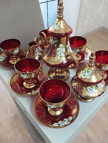 mis caydan: Çay dəsti, rəng - Qızılı, Şüşə — 1