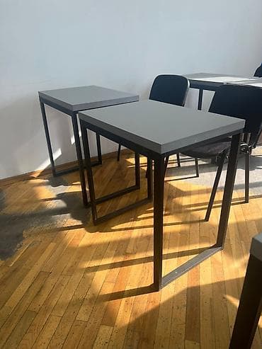 İki nəfərlik dərs/iş masası - Minimalist dizayn: düzbucaqlı, açıq-boz