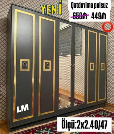 Açılan, 6 qapı Düz dolab, Qarderob, paltar dolabı