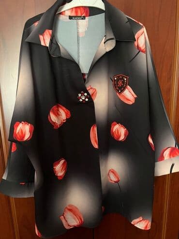 turkler kurtkaya ne deyirler: Qadın köynəyi – KAPRiS brendi - Rəng və naxış: qara-çəhrayı ombre fon — 1