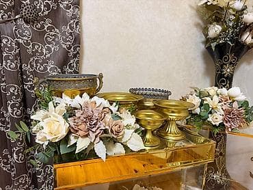 guzgu dekorlari: Ziyafət/dekor seti – güzgülü və qızılı detallar - Şüşə və güzgü — 1