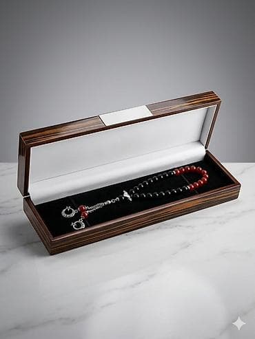 Наручные часы: Lüks təsbeh seti – ağac naxışlı taxta qutu və təbii daşlardan təsbeh — 4