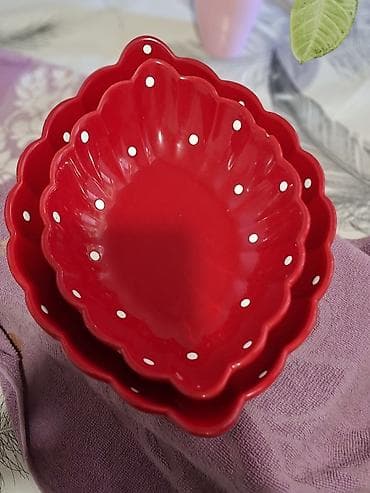 Qırmızı keramik salat/qəlyanaltı qabları – 2 ədəd dəst - Material — 7