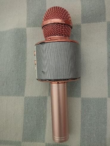 Микрофоны: Qızılı rəngli portativ karaoke mikrofonu – Bluetooth hoparlörlü — 3