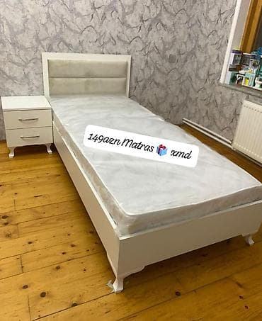 taxt tumba: Ağ rəngli tək nəfərlik çarpayı dəsti. - Ölçü: tək nəfərlik (standart — 1