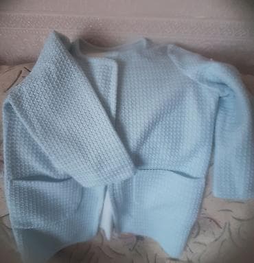 sumqayitda jaket: Açıq mavi rəngdə qadın kardiqanı - Model: düyməsiz, ön hissəsi açıq - — 1