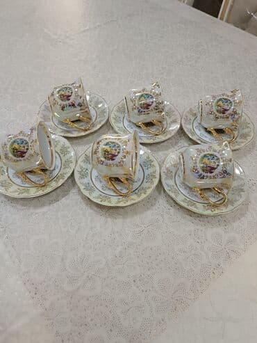 komputer servis: Çay dəsti, rəng - Ağ, Farfor — 13