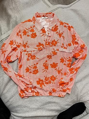 apple watch çakma: Tom Tailor Qadın köynəyi – narıncı çiçək naxışlı - Model: uzunqol — 3