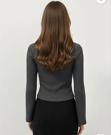 Svitşotlar: Qızılı-boz rəngdə qadın bluzası - Model: dar kəsim, bel xəttini — 3