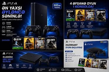ps4 controller: PlayStation 4 (PS4) – 500 GB yaddaşlı oyun konsolu Xüsusiyyətlər: - — 1