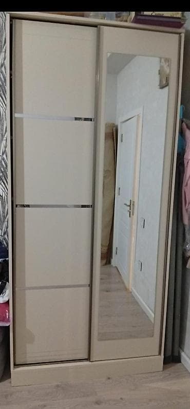 İşlənmiş, 2 qapılı, Güzgülü, Bej, Digər material, Kupe, Düz dolab