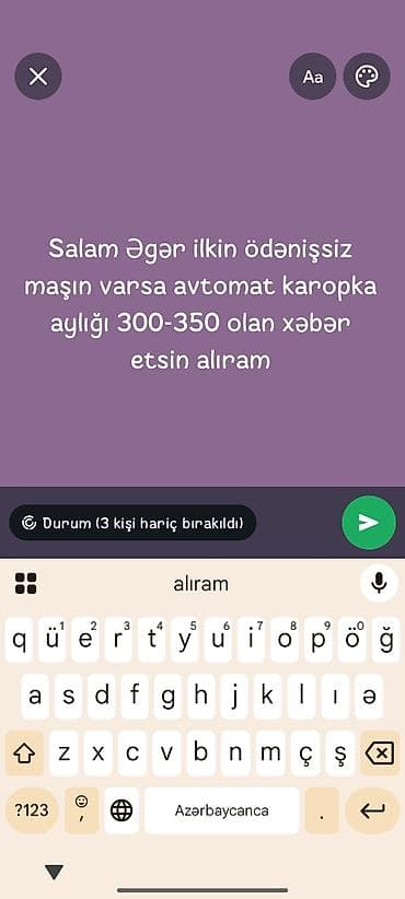 Axtarış elanıdır: İlkin ödənişsiz avtomobil axtarıram. Avtomat