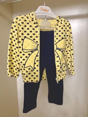 Детская одежда и обувь: Uşaq dəsti 🌼🐝 🌼 2 parça: kapüşonlu svitşöt və uzun şalvar Sarı üst — 1