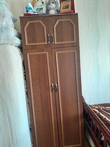 ışkaf: 4 qapılı, Qəhvəyi, Taxta, Açılan, Düz dolab — 1