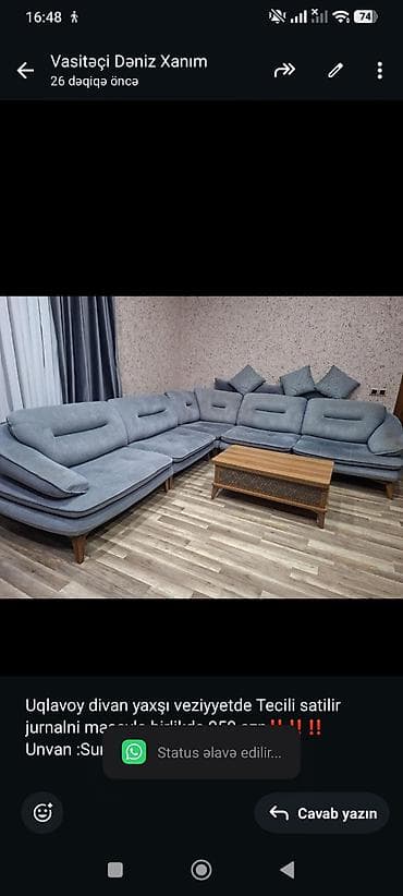 divan satisi: Uqlavoy divan yaxşı veziyyetde Tecili satilir jurnalni masayla — 1