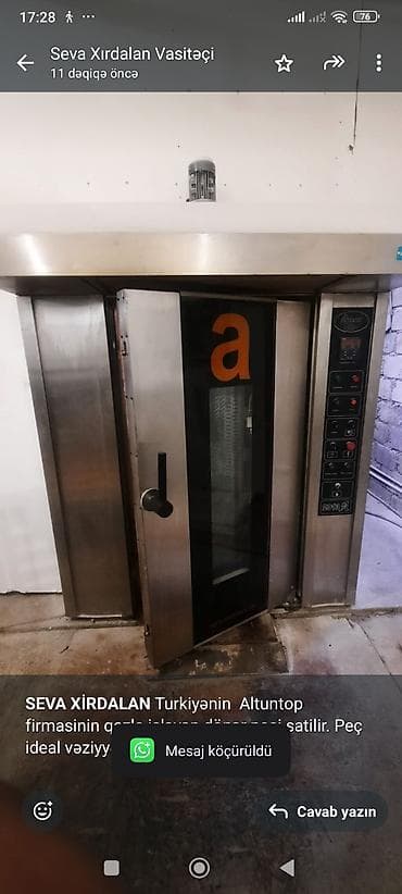 Avadanlığın icarəsi: *SEVA XİRDALAN* Turkiyənin Altuntop firmasinin qazla isləyən dönər — 1