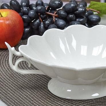 meyve qabı: Ağ yüksək keyfiyyətli keramika, parlaq şirə örtüyü gilə meyvə/salat — 2