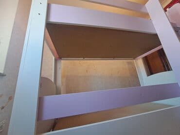 двуспальная кровать с подъемным механизмом: Для девочки и мальчика, Б/у, Кровать, Без матраса, Без выдвижных ящиков, Ламинат — 8