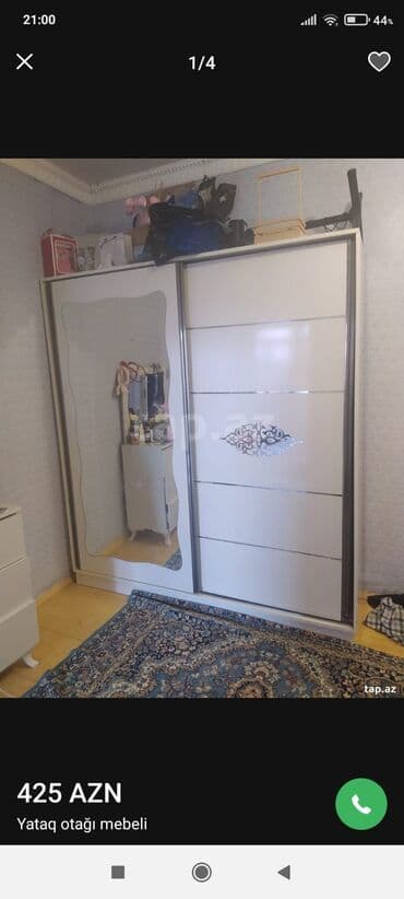 zerif çayı qiymeti: İkinəfərlik çarpayı, Dolab, 2 tumba, İşlənmiş — 1