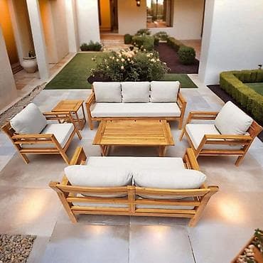 divan desti: Açıq hava üçün taxta mebel dəsti - Təyinat: həyət, terras, bağ və — 5
