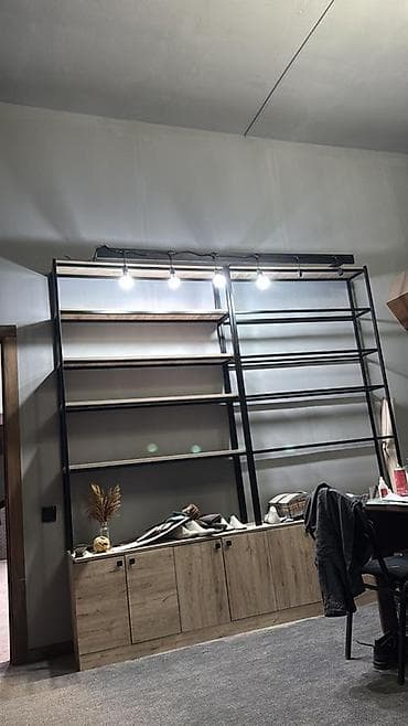 Rəf vitrinləri: Məhsul: Dəmir karkaslı loft üslubunda vitrin rəf sistemi. 2 — 3