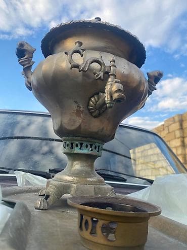antikvar samovar: Antik samovar – bürüncdən, klassik “gövdəsi qabarlı” formalı — 4