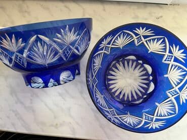 Süfrə qab-qacaqı: Kasalar, 2 ədədli dəst, rəng - Göy, Xrustal — 1