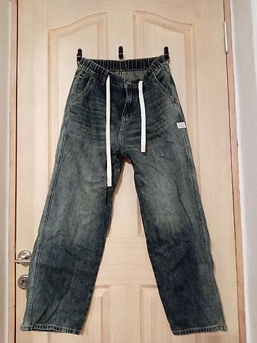 Unisex denim şalvar - Material: klassik cins (denim), orta tünd yuma