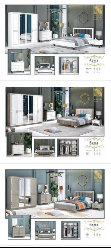 спальная мебель в баку: 2 односпальные кровати, Шкаф, Тумба, 2 тумбы, Азербайджан, Новый — 1