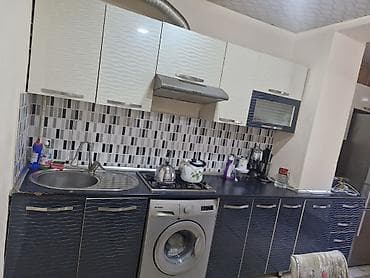 Mətbəx mebel dəsti - Üst və alt dolablar: Ağ və tünd mavi rəng