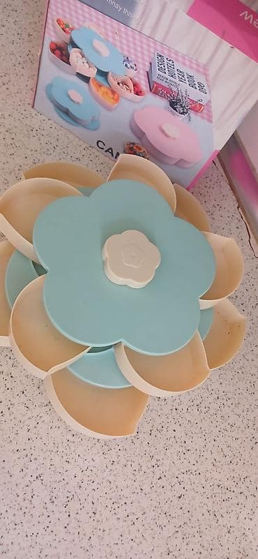 konfet qabi: Çiçək formalı fırlanan konfet/qəlyanaltı qutusu - Dizayn: Çiçək — 2