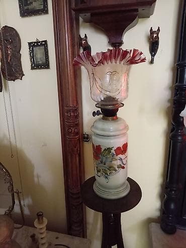 Velosipedlər: Antik şüşə neft lampası - Material: əl işləməli qalın şüşə gövdə və — 2